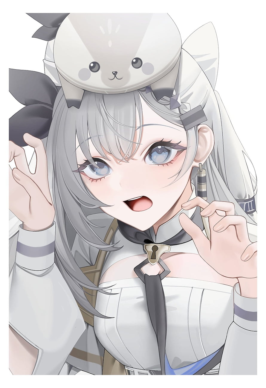 Vestia Zeta Anime Character Portrait With Cute Animal Hat And White Outfit HD phone wallpaper