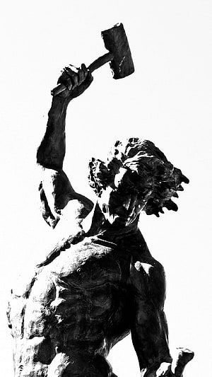 Black and White Sculpture of a Muscular Man Holding a Hammer High, Self Made Man [3840x2160] : r/, selfmade HD phone wallpaper