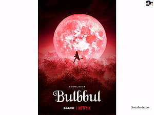 Bulbbul Netflix Film Poster with Silhouette and Red Moon HD wallpaper