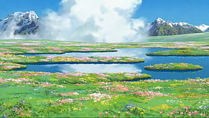 Serene Anime Landscape With Flowing River, Wildflower Meadows, And Snow-Capped Mountains HD wallpaper