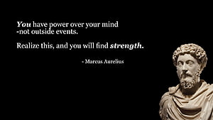 Marcus Aurelius Marble Bust with Stoic Philosophy Quote on Black Background HD wallpaper