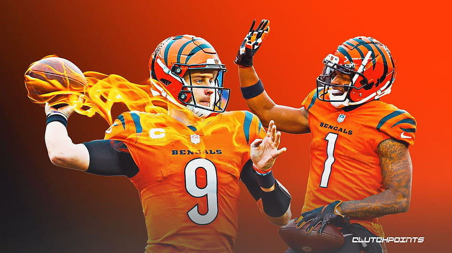 Cincinnati Bengals Quarterback Joe Burrow and Ja'Marr Chase in Action HD wallpaper