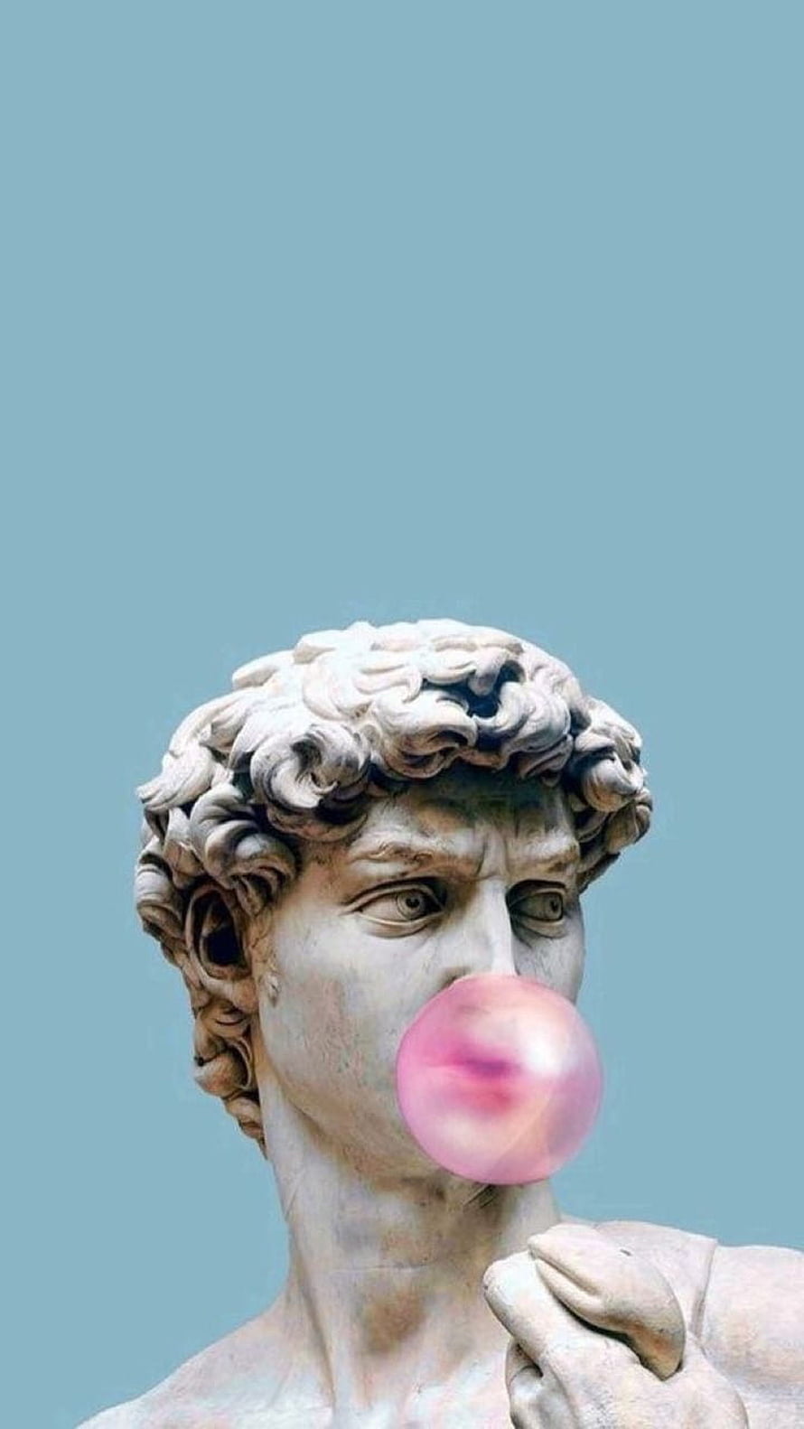Michelangelo's David Statue Blowing a Pink Bubble Gum Bubble HD phone wallpaper