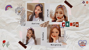 aespa Karina Winter Giselle Ningning Scrapbook Collage Wallpaper HD wallpaper