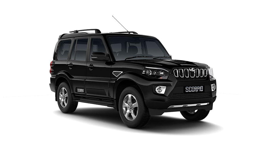Black Mahindra Scorpio SUV Studio Shot on White Background HD wallpaper