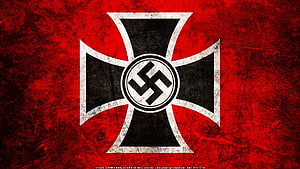 Iron Cross Emblem with Swastika on Distressed Red Background HD wallpaper