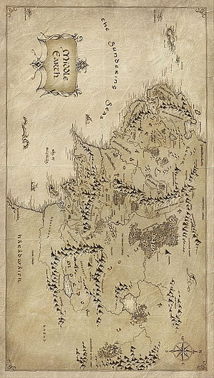 Vintage Middle Earth Fantasy Map Illustration from The Lord of the Rings HD phone wallpaper