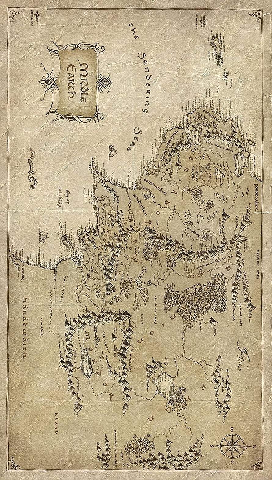 Vintage Middle Earth Fantasy Map Illustration from The Lord of the Rings HD phone wallpaper