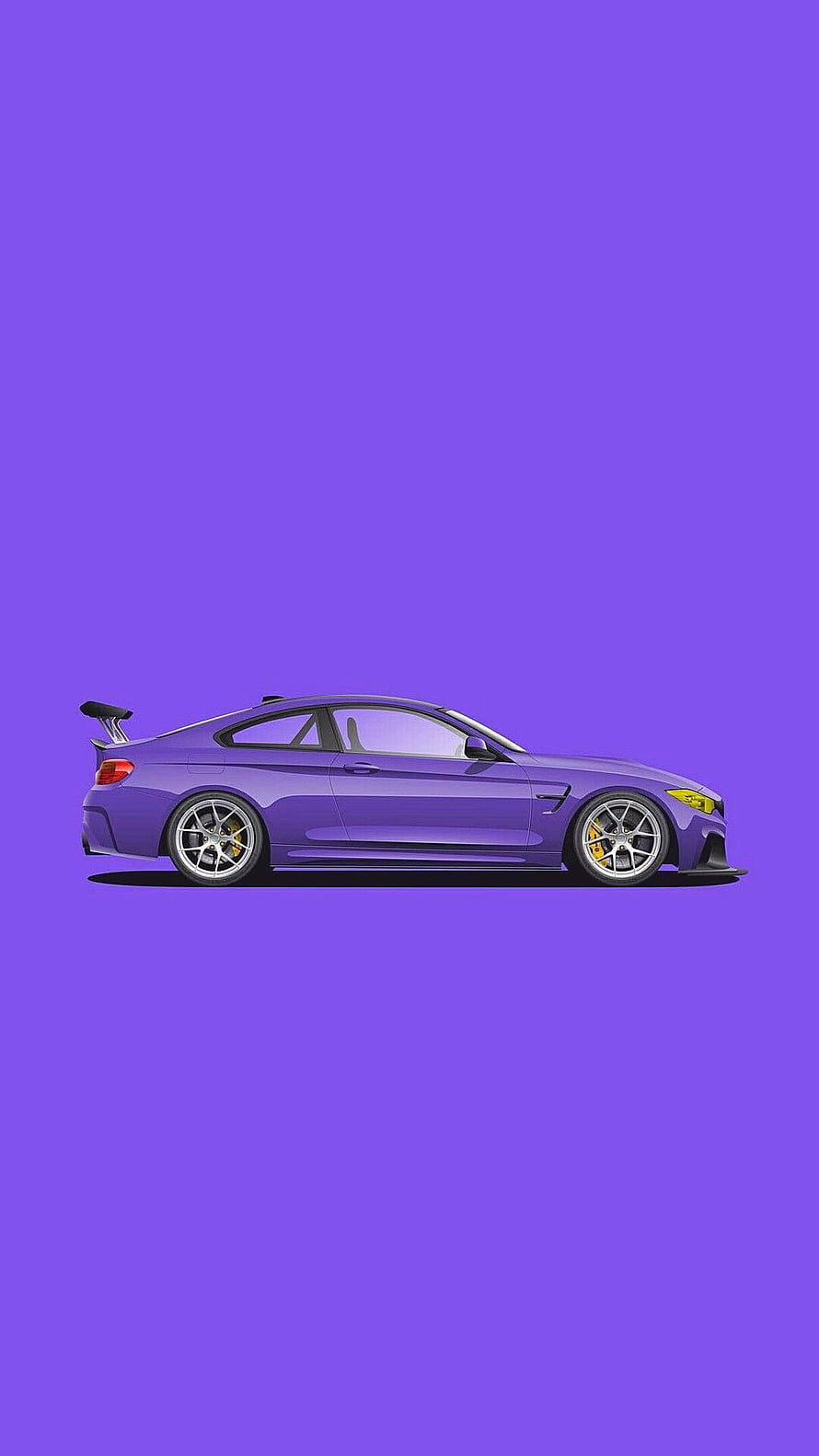 Minimalist Purple BMW M4 Coupe Illustration with Rear Wing on Solid Background HD phone wallpaper