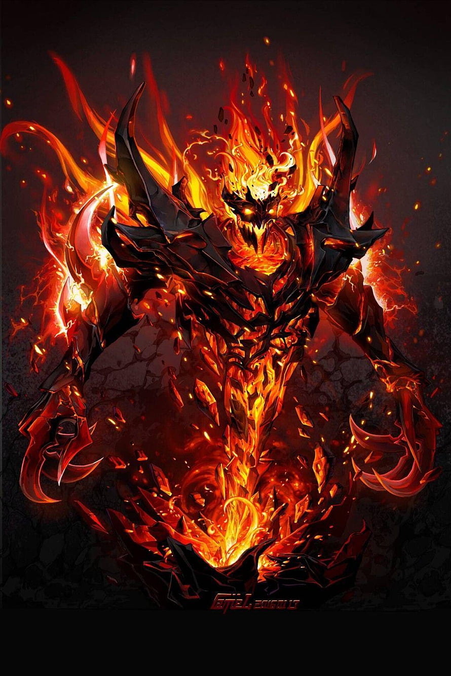 Dota 2 Shadow Fiend Fiery Demon Warrior Digital Art HD phone wallpaper