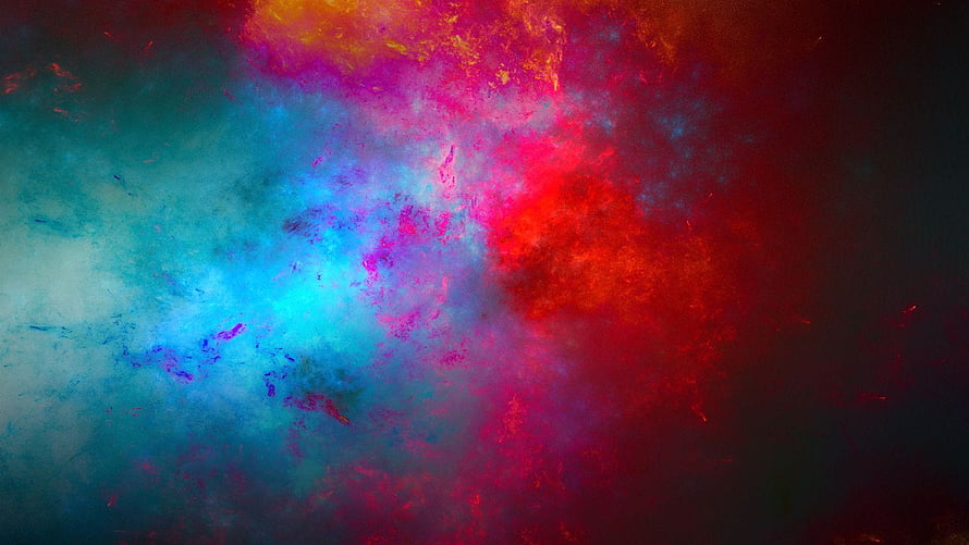Vibrant Red and Blue Abstract Color Explosion on Dark Background HD wallpaper