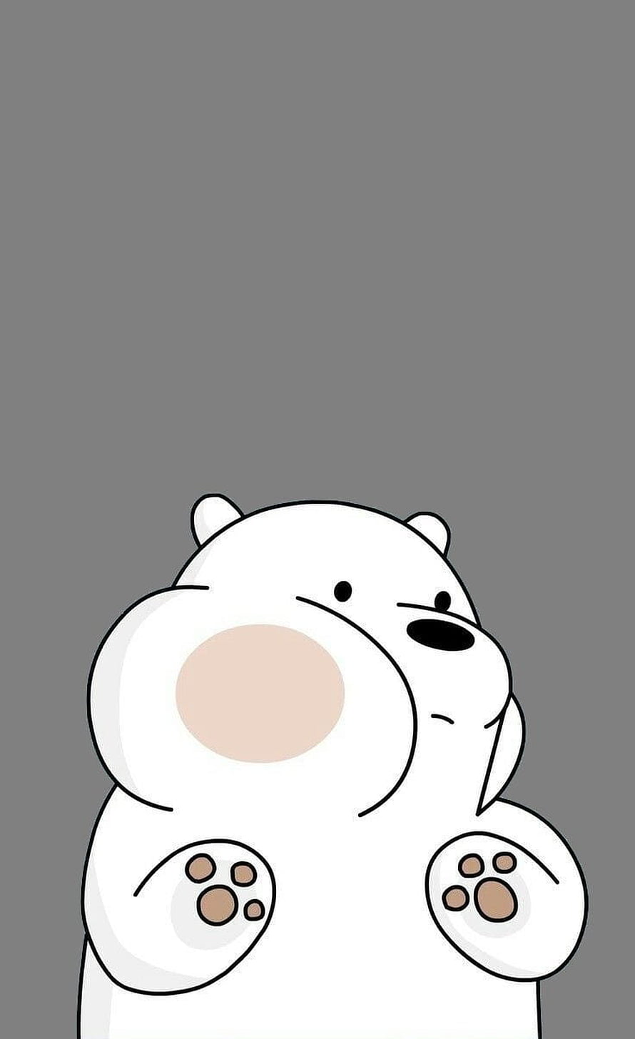 Ice Bear from We Bare Bears in a cute cartoon pose on a gray background HD phone wallpaper