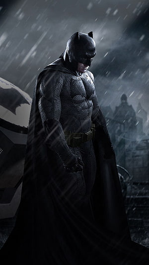 Batman Ben Affleck Bruce Wayne in Rainy Gotham City Dark Cinematic Scene, 1 Batman Ben Affleck, ben affleck bruce wayne HD phone wallpaper