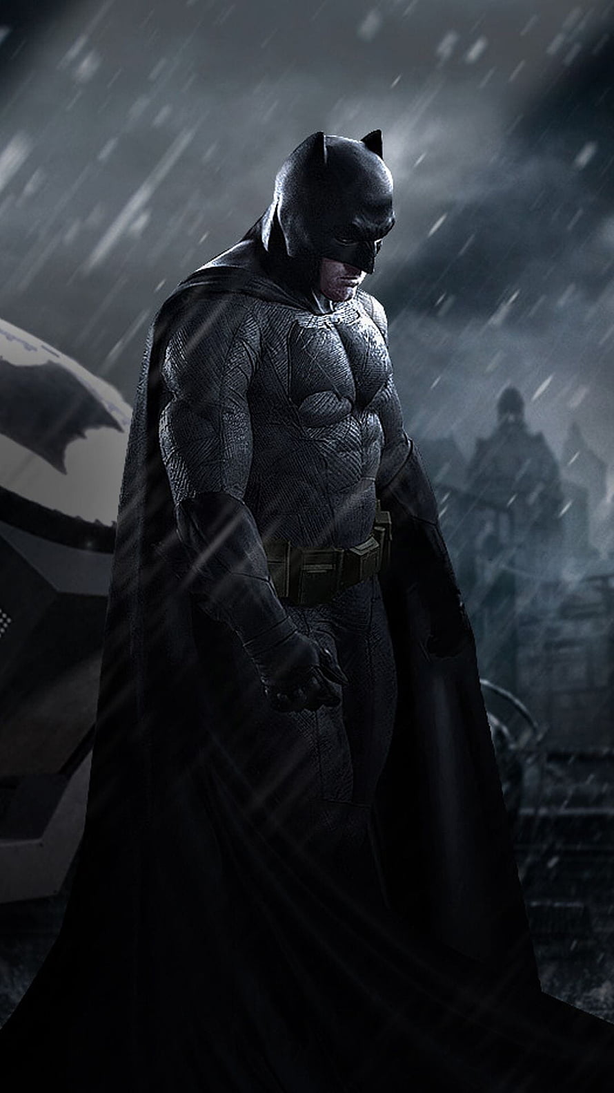 Batman Ben Affleck Bruce Wayne in Rainy Gotham City Dark Cinematic Scene, 1 Batman Ben Affleck, ben affleck bruce wayne HD phone wallpaper