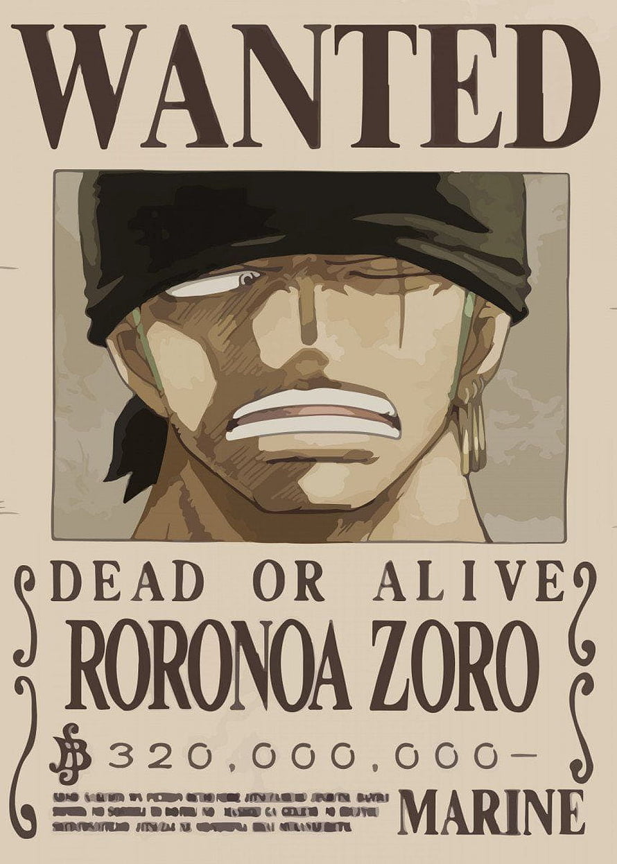 Roronoa Zoro Wanted Poster from One Piece Anime Series HD phone wallpaper