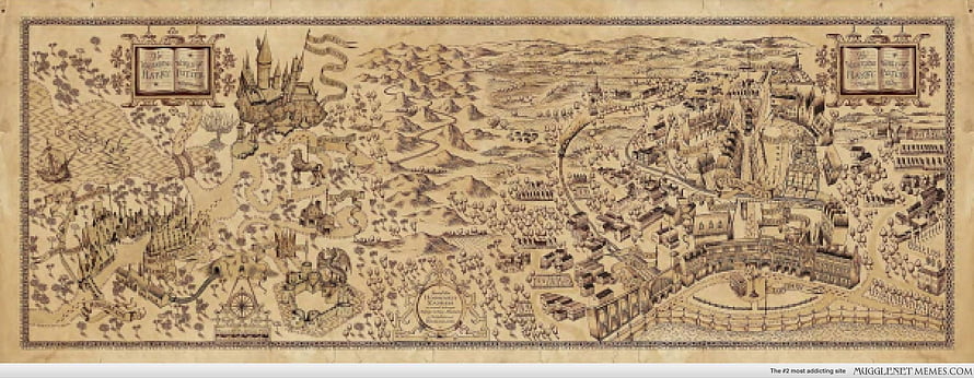 Harry Potter Hogwarts Map Vintage Parchment Style Fantasy Illustration HD wallpaper