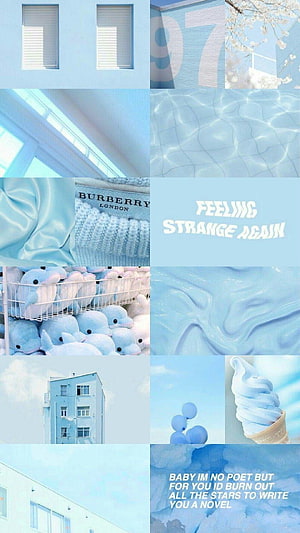 Soft Blue Aesthetic Collage with Pastel Tones and Dreamy Textures HD phone wallpaper