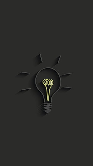 Minimalist Light Bulb Icon with Long Shadow on Dark Background HD phone wallpaper
