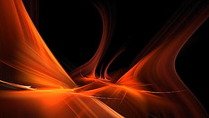 Vibrant Orange Abstract Light Streaks on Black Background HD wallpaper