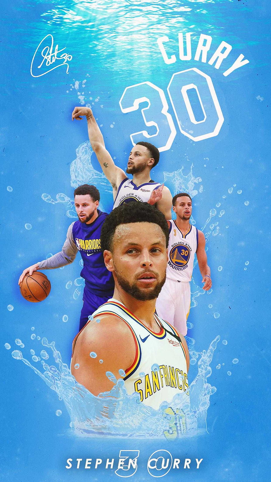Stephen Curry Golden State Warriors Water Splash Basketball Poster HD phone wallpaper