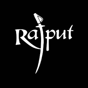 Rajput Calligraphy Logo with Sword Motif on Black Background HD phone wallpaper