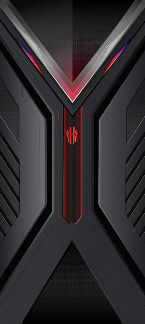Nubia Red Magic 7 Pro Gaming Phone Front Design with Red Accents and Symmetrical Armor Plating HD phone wallpaper