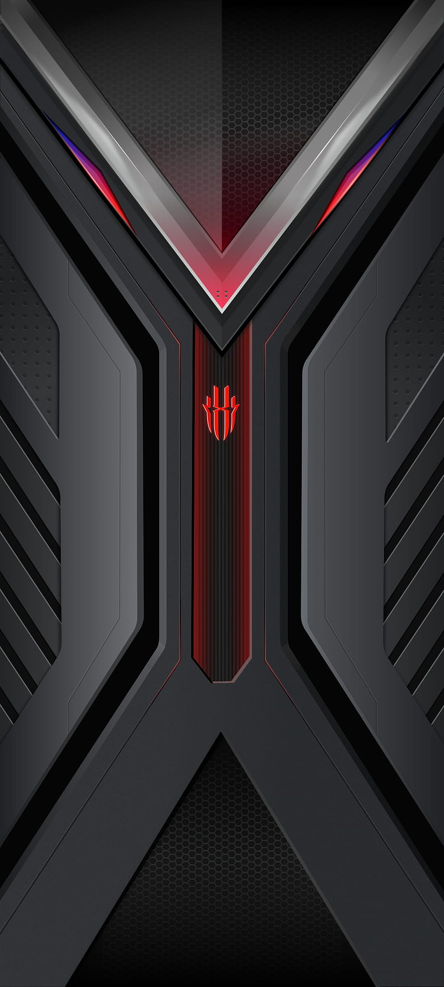 Nubia Red Magic 7 Pro Gaming Phone Front Design with Red Accents and Symmetrical Armor Plating HD phone wallpaper