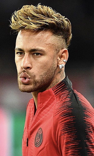 Neymar Jr. in Paris Saint-Germain Red Kit with Signature Blonde Quiff and Diamond Earrings HD phone wallpaper