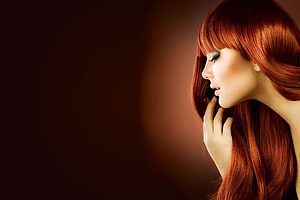 Elegant Redhead Woman Profile Portrait with Dramatic Makeup and Warm Studio Lighting, Beauty Salon, beauty parlour HD wallpaper