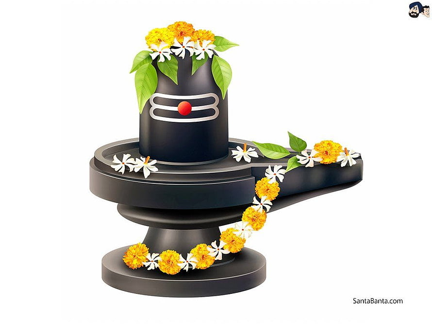 Decorated Shiva Lingam with Marigold and Jasmine Flowers on White Background HD wallpaper
