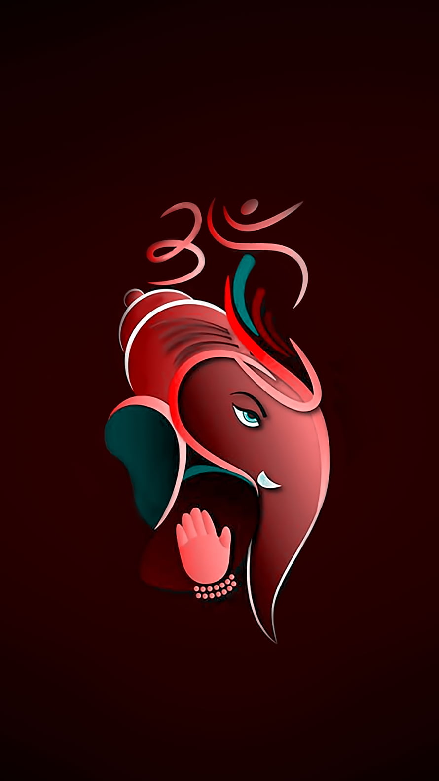Stylized Red Lord Ganesha Vector Art With Om Symbol And Blessing Hand Gesture HD phone wallpaper
