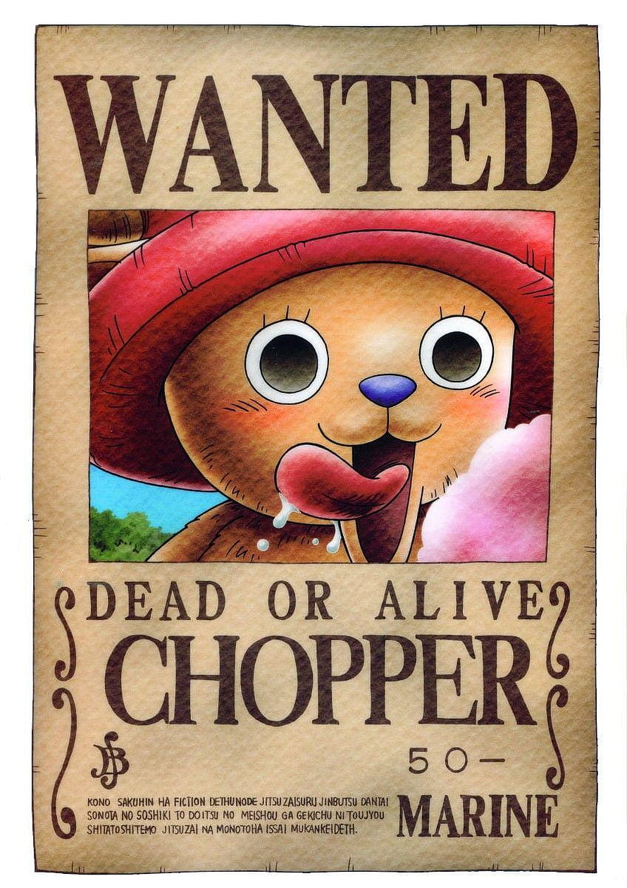 One Piece Wanted Poster Featuring Tony Tony Chopper in Classic Marine Style HD phone wallpaper
