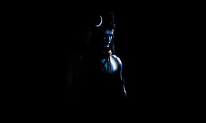 Mysterious Blue Skinned Hindu Deity Shiva With Crescent Moon In Dark Shadows HD wallpaper