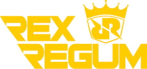 Rex Regum Official Logo with Crown and Shield Emblem in Yellow HD wallpaper