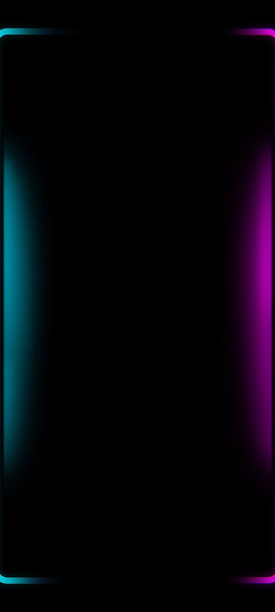 Minimalist AMOLED Black Wallpaper with Cyan and Magenta Neon Edge Glow HD phone wallpaper