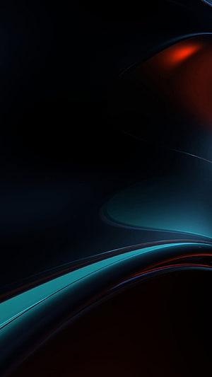Dark Abstract Curves with Cyan and Red Neon Glow on Black Background HD phone wallpaper