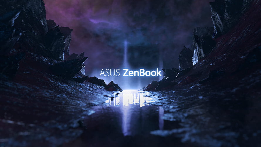 ASUS ZenBook Dark Fantasy Landscape with Glowing Light Beam and Purple Mist HD wallpaper