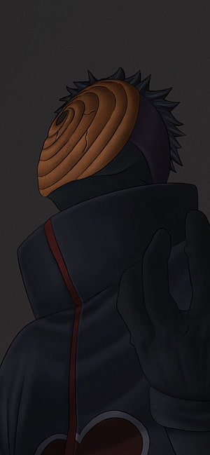 Tobi Masked Ninja Character in Akatsuki Cloak Anime Wallpaper HD phone wallpaper