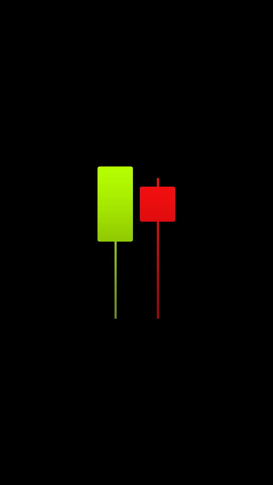 Minimalist Green and Red Candlestick Chart Pattern on Black Background HD phone wallpaper