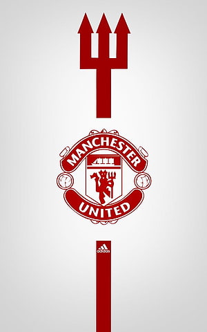 Manchester United Red Devil Trident Crest Minimalist Design HD phone wallpaper