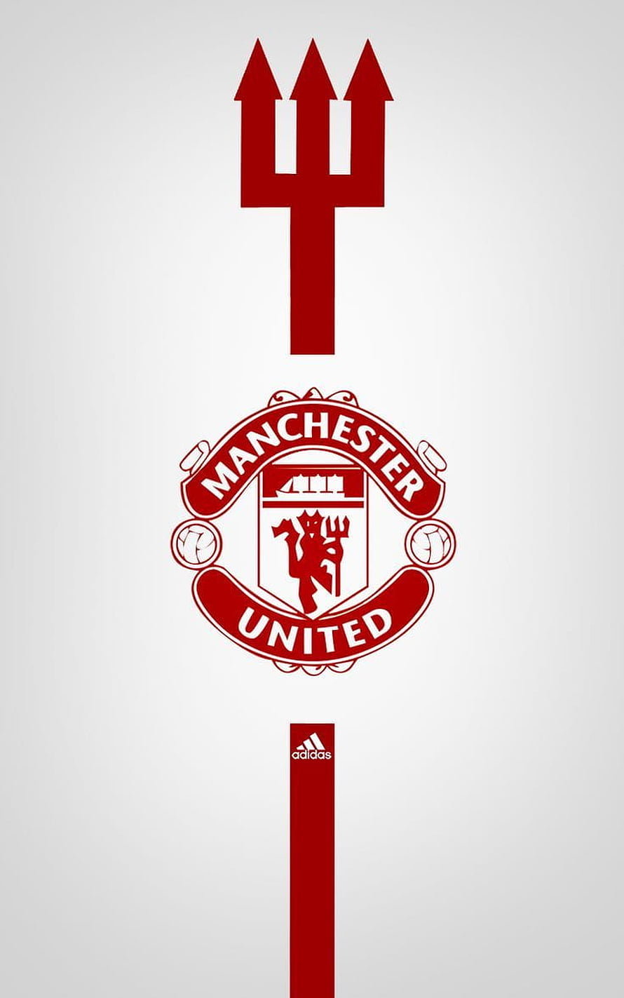 Manchester United Red Devil Trident Crest Minimalist Design HD phone wallpaper