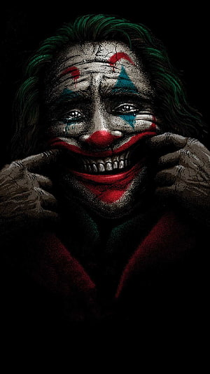 Joker 2022 Dark Clown Portrait with Cracked Face and Green Hair HD phone wallpaper