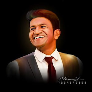 Digital Art Portrait of a Smiling Man in a Suit and Red Tie, ArtStation, punith rajkumar close up HD phone wallpaper