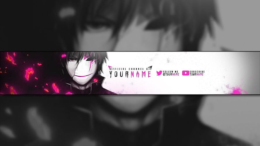 Anime Male Character With Pink Flames YouTube Channel Banner Template HD wallpaper