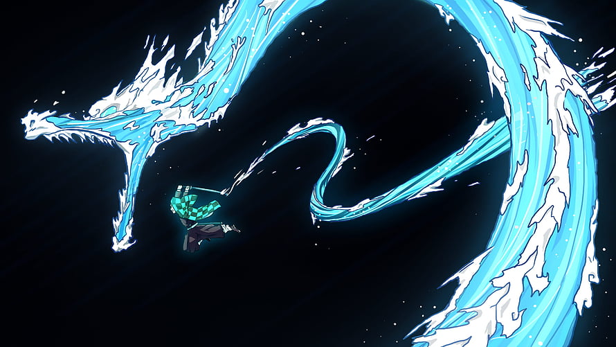 Tanjiro Kamado Water Breathing Dragon Anime Wallpaper HD wallpaper