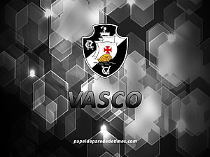 Vasco da Gama Football Club Crest on Dark Geometric Hexagon Background HD wallpaper