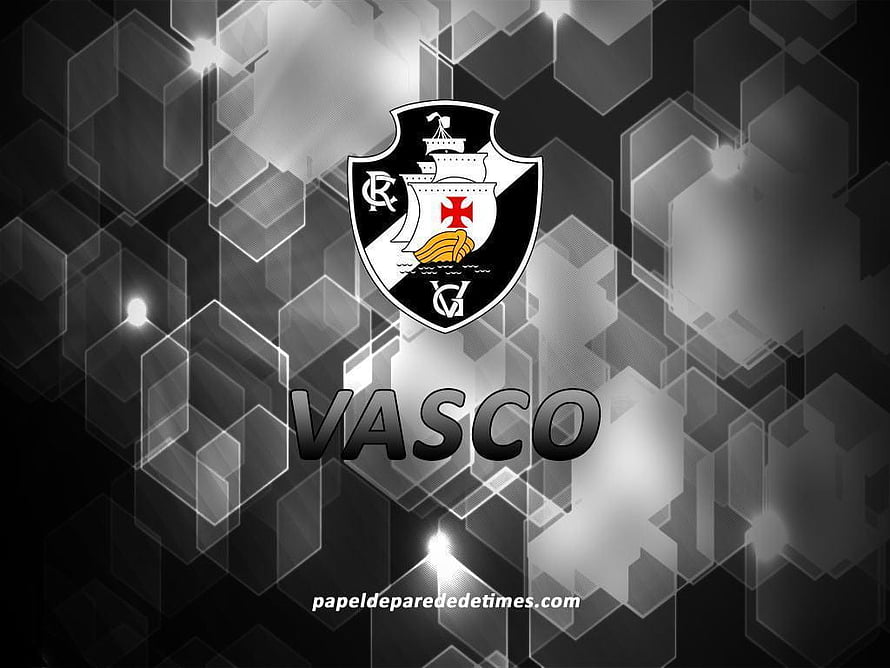 Vasco da Gama Football Club Crest on Dark Geometric Hexagon Background HD wallpaper
