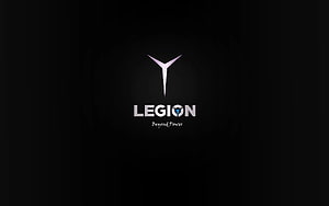 Lenovo Legion Gaming Logo Wallpaper - Minimalist Black Background with Silver Y Symbol and Beyond Power Slogan HD wallpaper