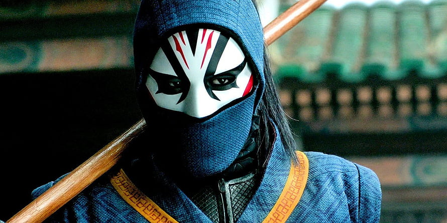 Shang Tsung Death Dealer Character Portrait in Blue Hood and White Mask HD wallpaper