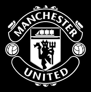 Manchester United Club Crest Monochrome Emblem on Black Background HD phone wallpaper
